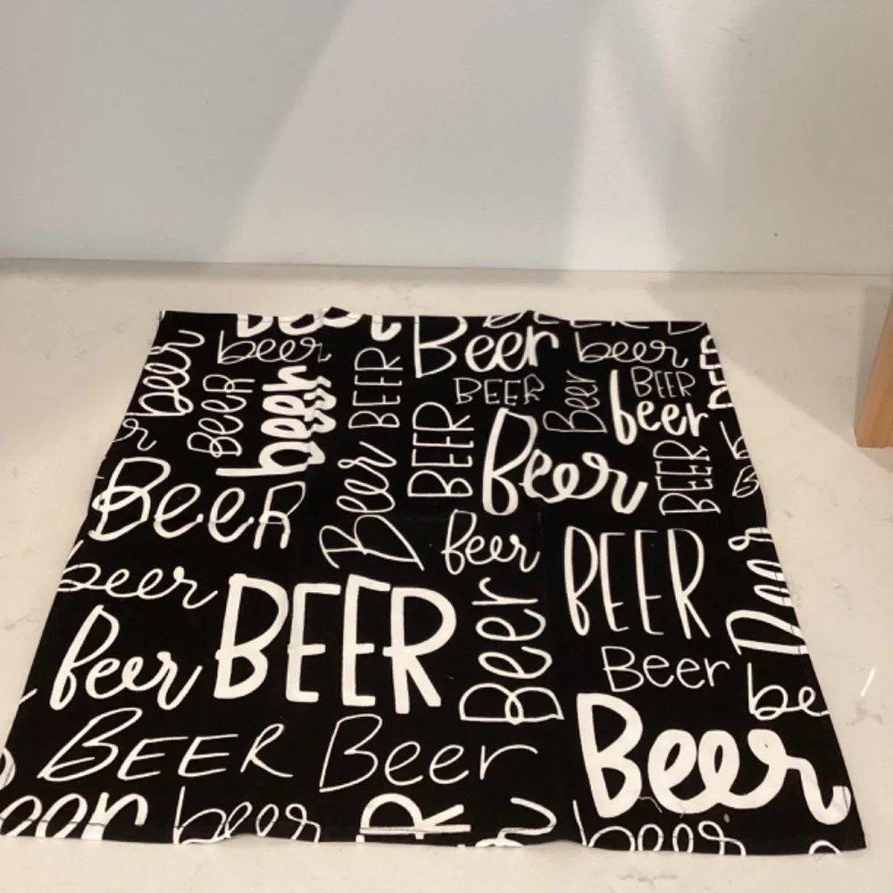 NEW Set of 2 Black & White Beer/ Wine pattern kitchen / bar area towels 19x19”
